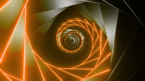 Neon Glowing Abstract Tunnel Flythrough Loop