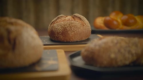 Assortment of Breads Presented on a Table