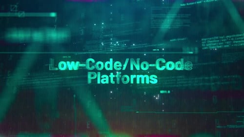 Low Code No Code Platforms Word On High Technology Futuristic Background