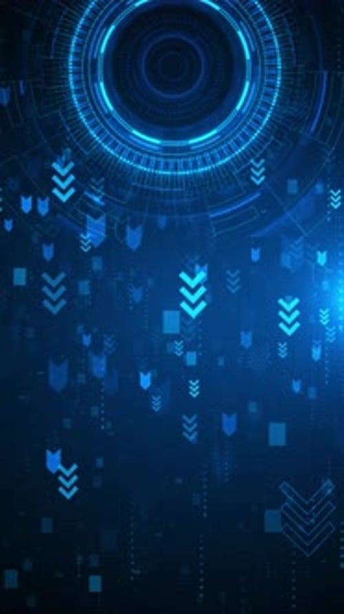 Abstract Technology Digital HUD Elements and Circuitry Design Floating Data Charts, Graphs, and Anal