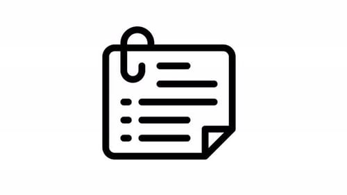 Animated Note Icon with Paper Clip and Writing Lines