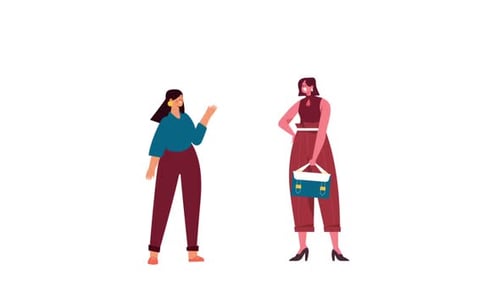 Animated Flat Design Women Characters Conversing