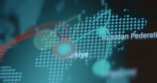 Animated Digital World Map with Global Connection Paths