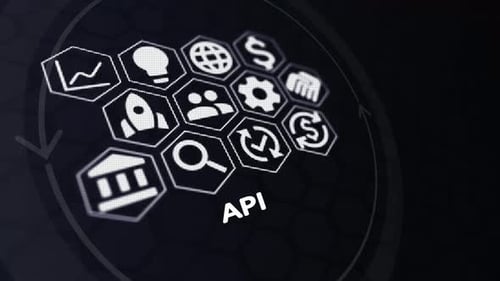 Animated Business Technology Hexagon Icons Revealing API