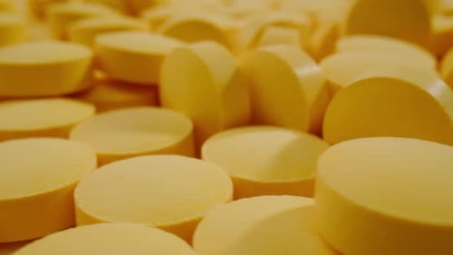 Pills and Vitamins Macro Close Up View of Womans Hands Holding Plenty of Different Drugs Painkillers