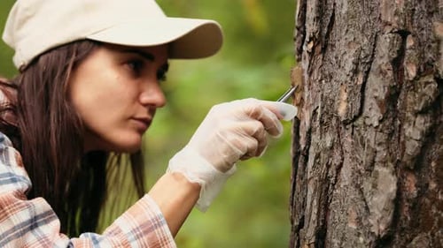 Female Scientist Biologist Researcher Testing Seedling Plant Test Tube Lab Biological Agriculture