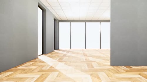 Modern Empty Room with Sunlight Moving Across Floor