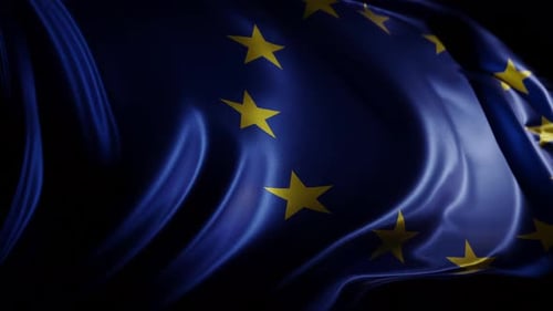 Waving European Union Flag Animation on Dark Background