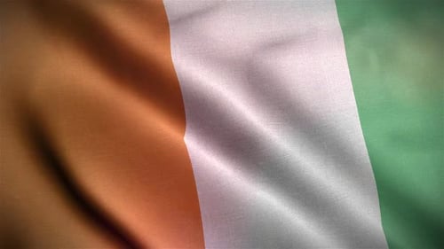 Dynamic Waving Flag of Côte d'Ivoire with Light Flares