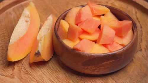 Close Up of Fresh Sliced Papaya