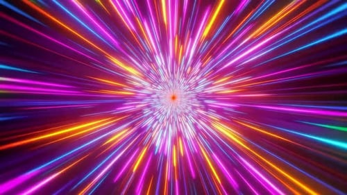 Colorful Sci Fi Hyperspace Warp Speed Tunnel Animation