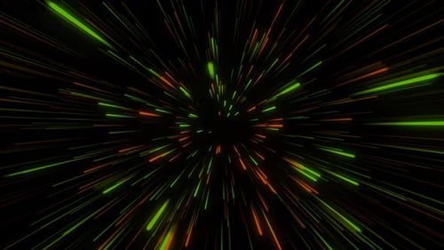 Multicolored speed lines flying particles loop background.