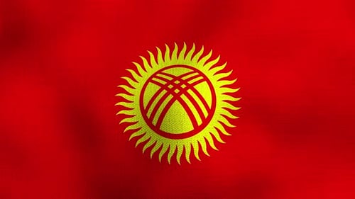 Waving Flag of Kyrgyzstan with Fabric Texture