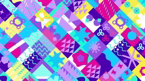 Seamless Pattern Of Pop And Colorful Abstract Geometric Animated Shape