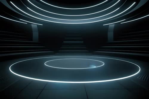 podium Futuristic showcase with platform for product displaying. Empty modern stage display