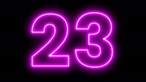 Pink Neon Number 23 with Glowing Line Animation