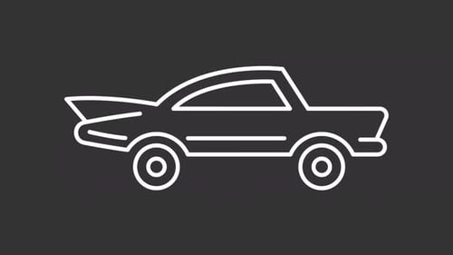 Animated Flat Design Car Icon with Rotating Wheels