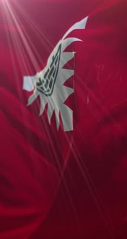 Waving Red Fabric with Stylized White Emblem Animation