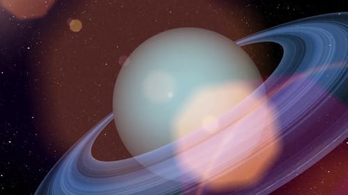 Massiver Gasriesenplanet mit hell leuchtenden Ringen