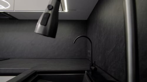 Modern Kitchen Sink Faucet in Monochrome Kitchen