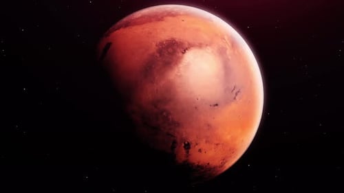 Rotating Red Planet Mars in Deep Space Animation