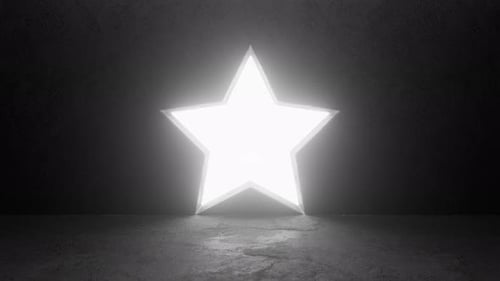 Une étoile brillante illumine une pièce en béton sombre