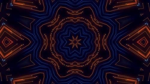 Abstract Glowing Geometric Kaleidoscope Seamless Loop Background