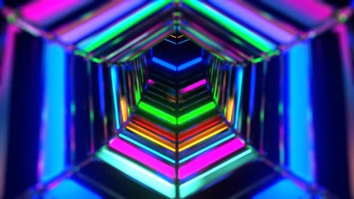 Multicolor Flying Through The Neon Sci Fi Infinite Tunnel Background Vj Loop In 4K