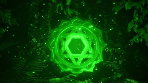 Heart Chakra Anahata green psychedelic spiritual meditate 4k vj loop background hindu energy 3D