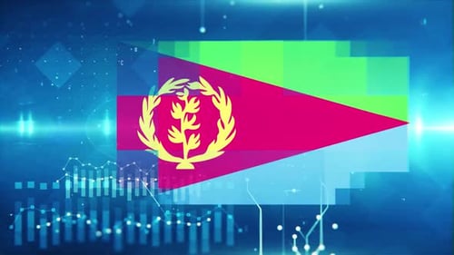 Eritrea Flag On Economy Background And Graph