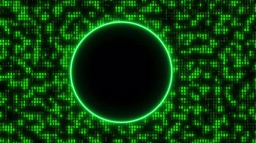 Glitter Circle Glowing Moving Motion Background.circle Shape Light Neon Green Particle Motion