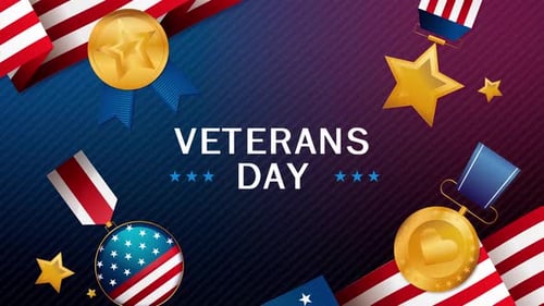 Veterans Day Celebration Animated Background with Patriotic Medals and Flags