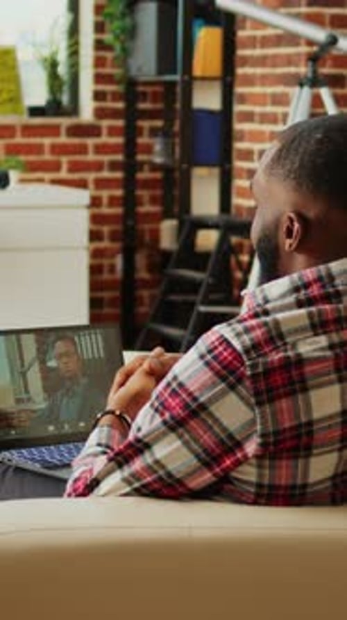 Overworked Teleworker in Video Call