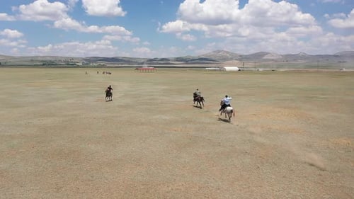 Traditional Turkish Game Javelin With Aerial View