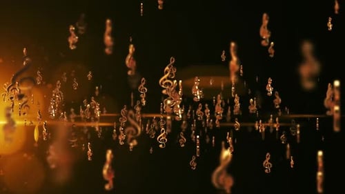 Elegant Golden Musical Notes Falling Seamless Loop Background