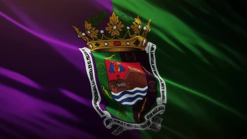 Flag Of Málaga Waving - Spain
