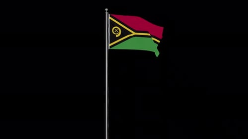 Vanuatu National Flag Waving Alpha Channel Loop