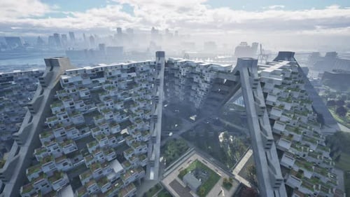 Uma metrópole extensa com arranha-céus imponentes