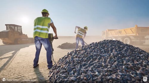 3D Animation of Construction Workers Operating Heavy Machinery