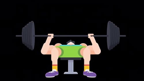 Man doing Barbell Bench Press Workout. Animation Loop