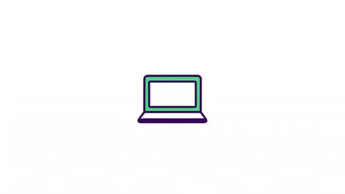 Flat Design Laptop Icon Reveal Animation