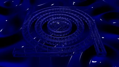 Rotating Blue Geometric Truss Spiral Background