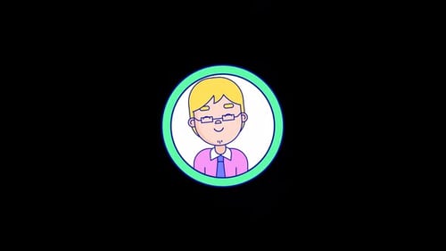 Flat Design Male Avatar Icon Reveal Animation