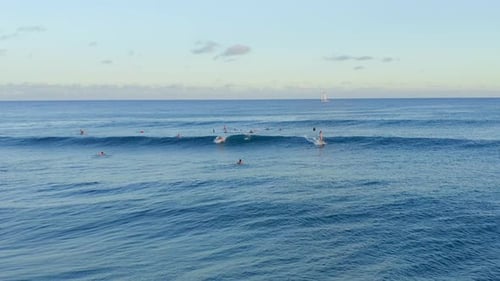 Kauai Island, Hawaii / USA - September 9, 2019: Group of Surfers