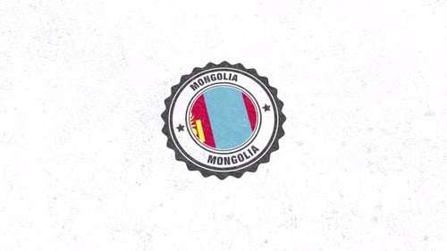Mongolia Flag Stamp Reveal Animation in Retro Grunge Style