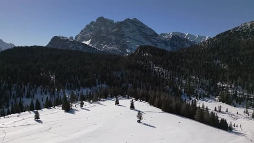Aerial view of mountains and forest, Italy.