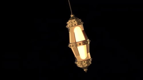 Arabic Golden Ramadan Lantern Loop, Alpha channel
