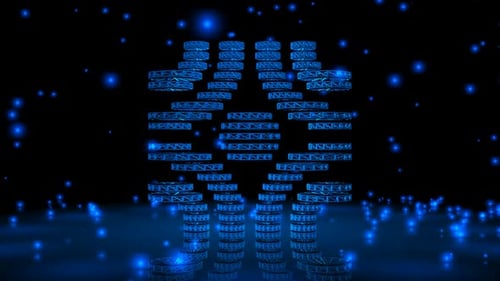 Fondo con partículas azules que caen, renderizado 3D, estructura alámbrica de la forma, reflexión, exclusivo