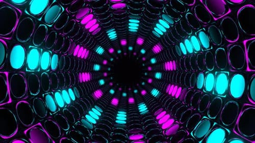 Cyan And Pink Abstract Neon Light Rotation Tunnel Background Vj Loop In 4K