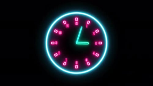 Glowing Neon Digital Clock with Rotating Hand